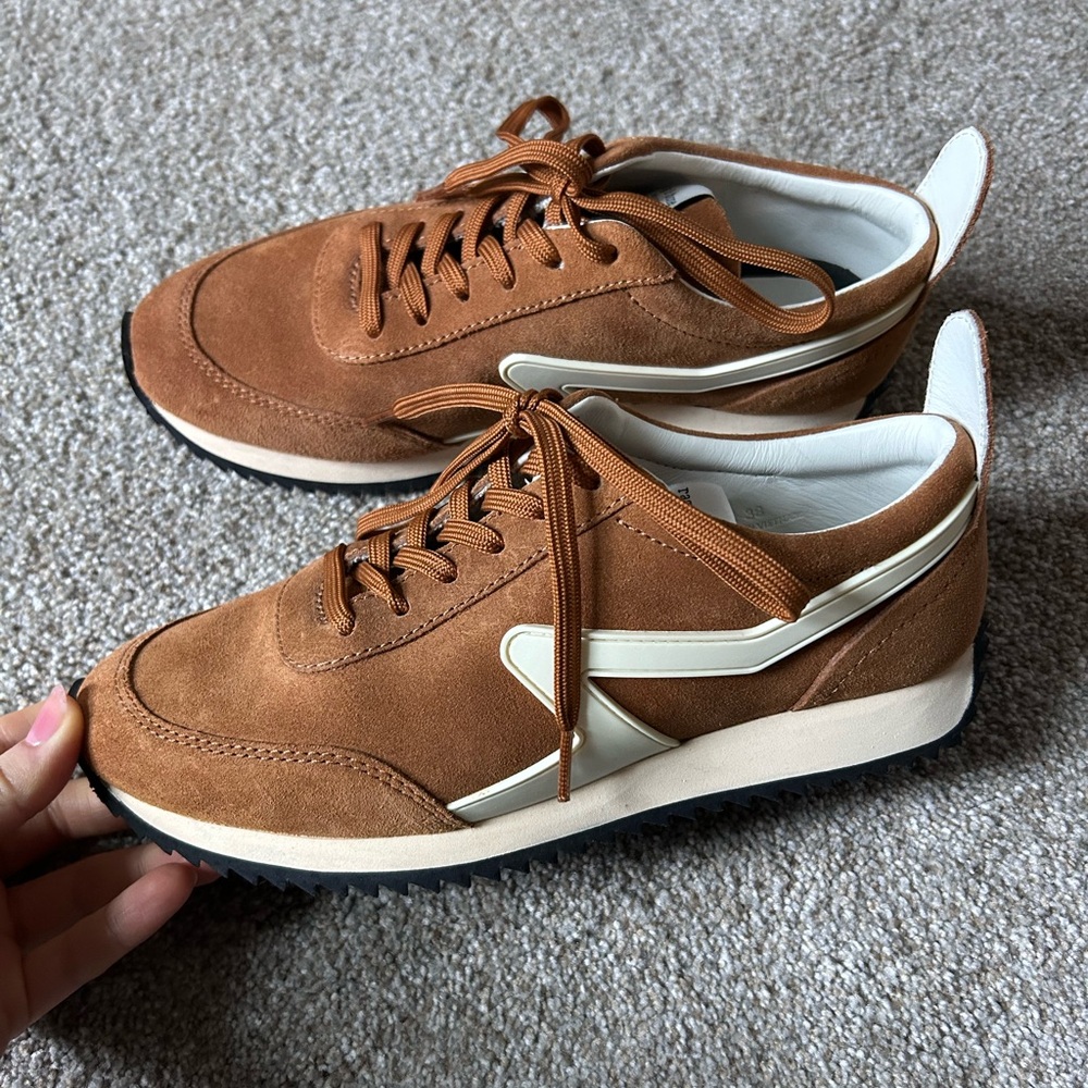 rag & bone Brown Suede Sneakers with Cream Accents